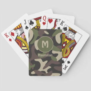 Jeu De Cartes Camouflage militaire Vert Motif Brown Monogramme