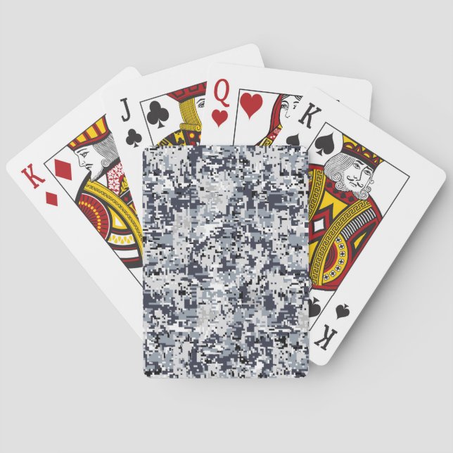 Jeu De Cartes Camouflage numérique en argent de style urbain (dos)