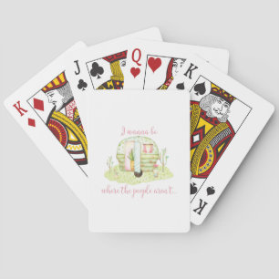 Jeu De Cartes Campeur vintage rose et vert d'aquarelle de