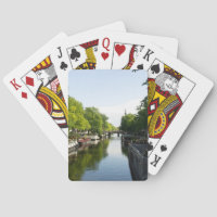 Canal d'Amsterdam avec des péniches Photographie d