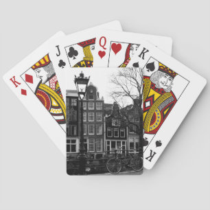 Jeu De Cartes Canal d'Amsterdam Bicyclette noir et blanc