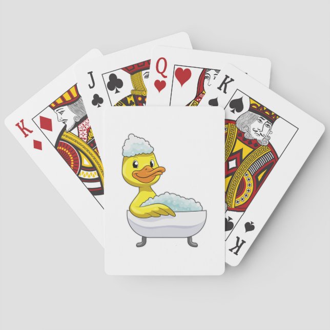 Jeu De Cartes Canard à la baignade avec baignoire et mousse (dos)