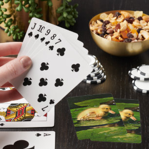 Jeu De Cartes Canard de bébé jaune flottant sur des coussinets d