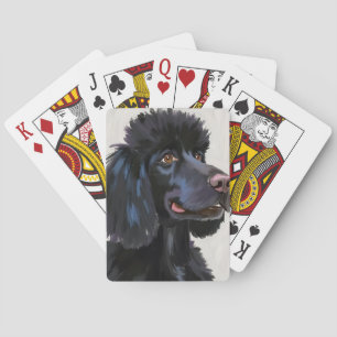 Jeu De Cartes Caniche noir   Peinture aquarelle animal de compag