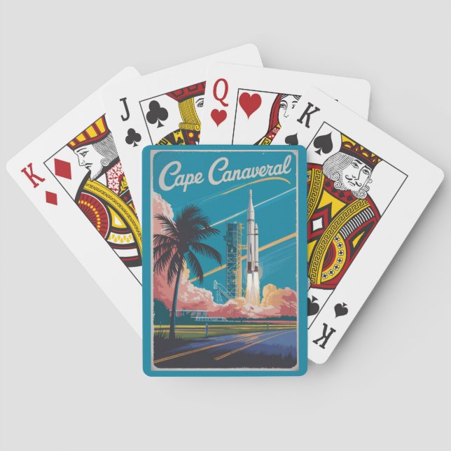 Jeu De Cartes Cape Canaveral Florida Illustration Art de Voyage (dos)