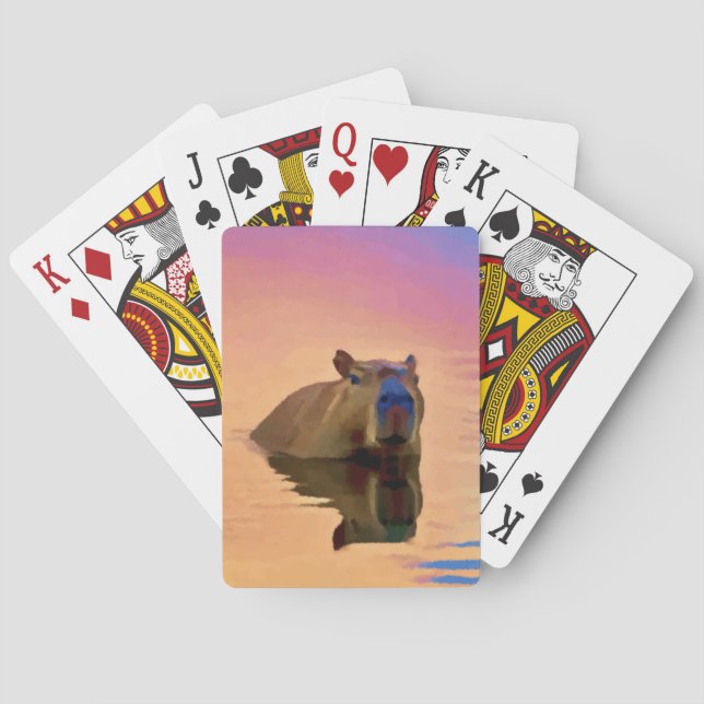 Jeu De Cartes Capybara Émergée d'un lac paisible (dos)