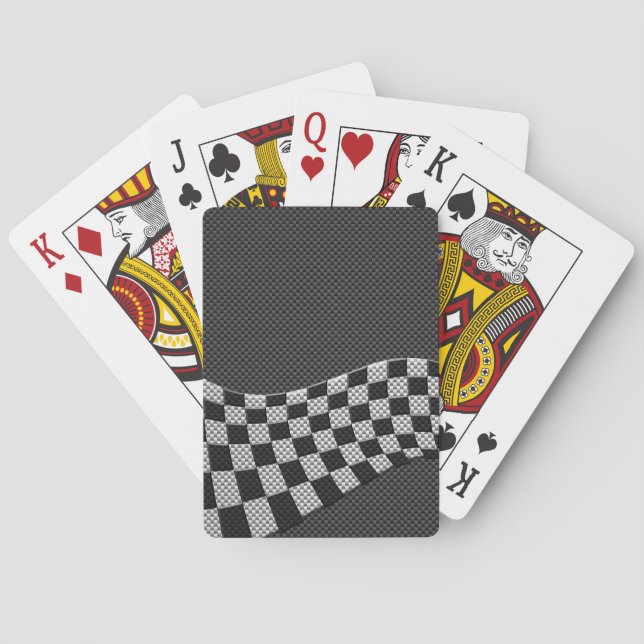 Jeu De Cartes Carbone Fiber Style Racing Drapeau Checkers Vague  (dos)
