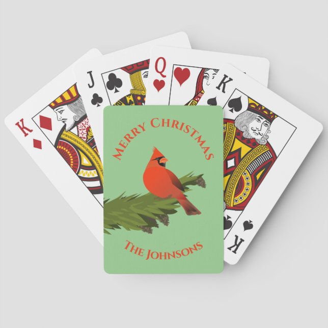 Jeu De Cartes Cardinal de Noël Red Bird Green Places (dos)