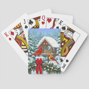 Jeu De Cartes Cardinaux et mangeoire de Noël