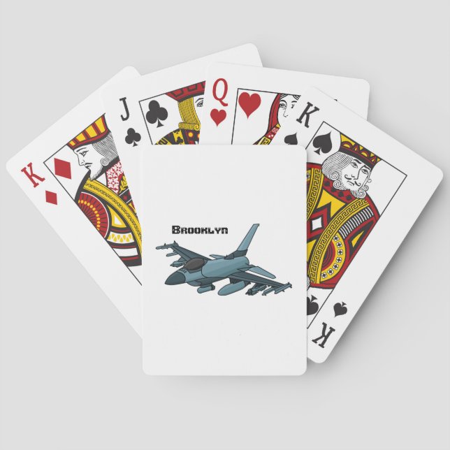Jeu De Cartes Caricature d'avion de chasse militaire (dos)