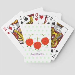 Jeu De Cartes Caricature de cerises rouges à sauter mûr