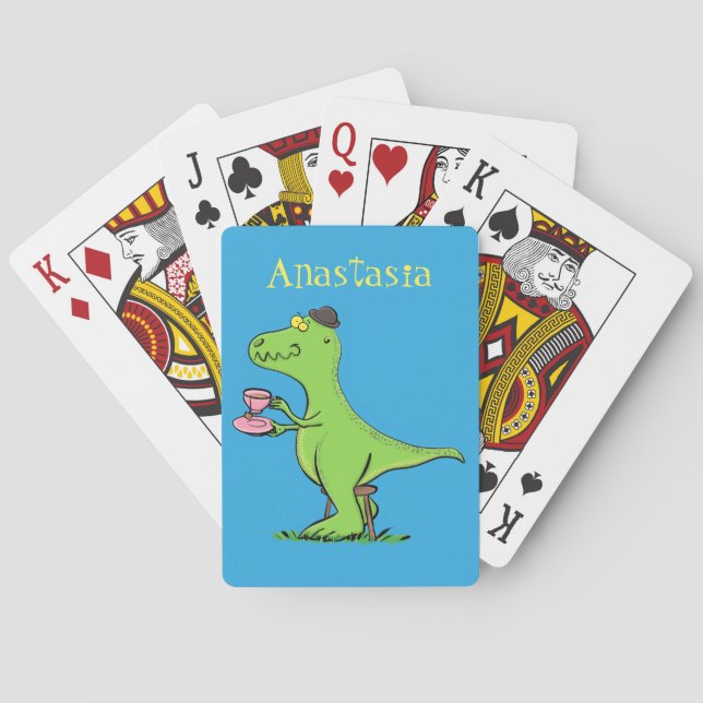 Jeu De Cartes Caricature de dinosaure vert t rex (dos)