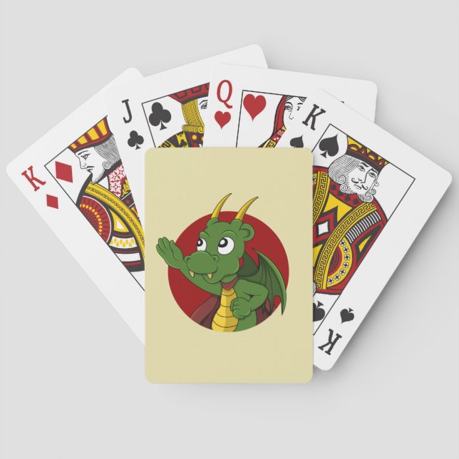 Jeu De Cartes Caricature de dragon vert jouant aux cartes (dos)