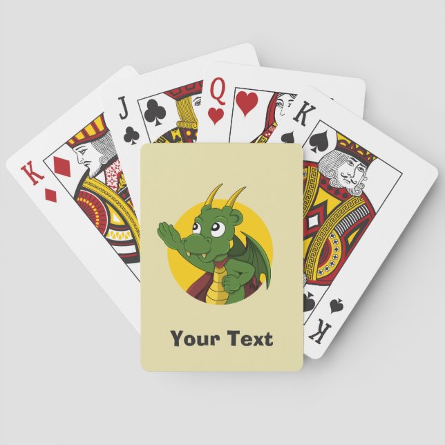 Jeu De Cartes Caricature de dragon vert personnalisée Jouer aux  (dos)