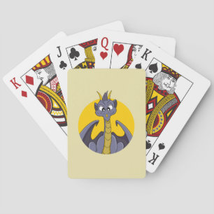 Jeu De Cartes Caricature de dragon violet jouant aux cartes