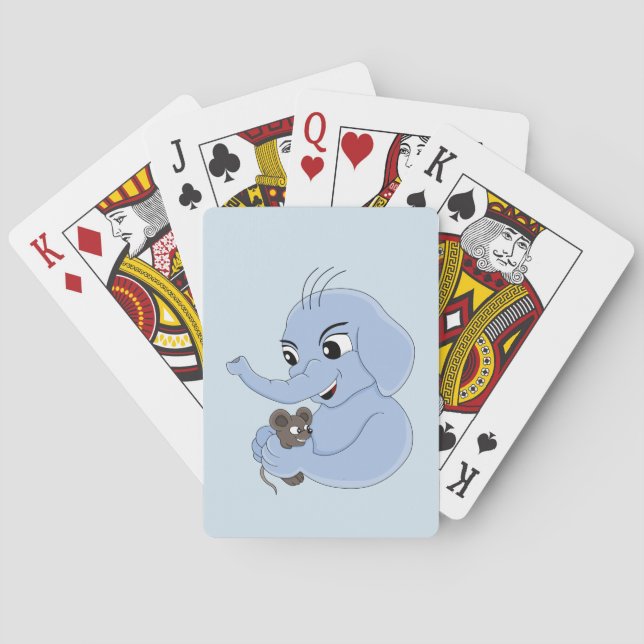 Jeu De Cartes Caricature de garçon d'éléphant mignon jouant aux  (dos)