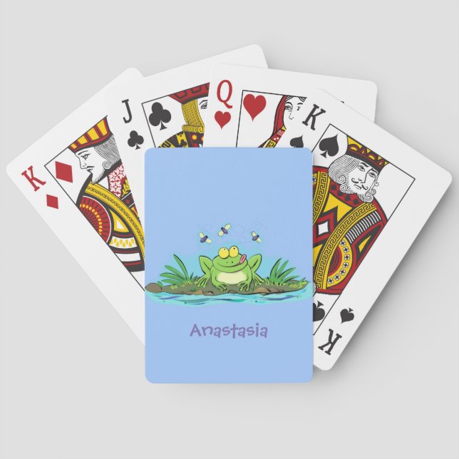 Jeu De Cartes Caricature de grenouille vert mignon (dos)