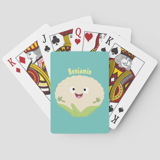 Jeu De Cartes Caricature de légume de chou-fleur joyeux (dos)
