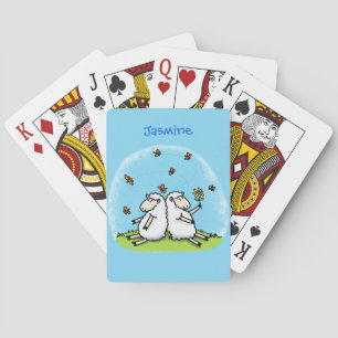 Jeu De Cartes Caricature de moutons mignons amis et papillons