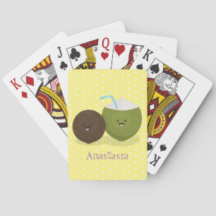 Jeu De Cartes Caricature de noix de coco kawaii joyeux