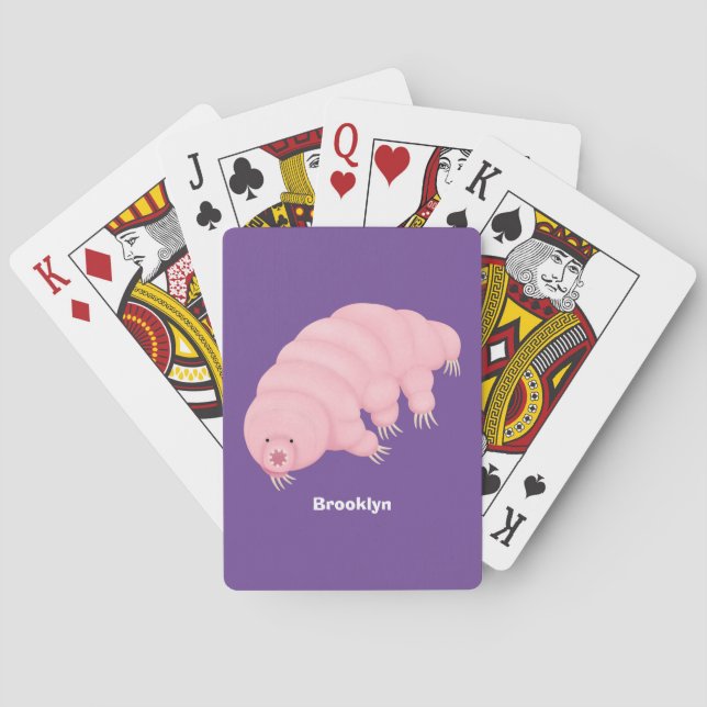 Jeu De Cartes Caricature d'ours d'eau tardigrade rose mignon (dos)