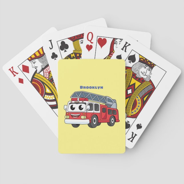 Jeu De Cartes Caricature du moteur de feu joyeux (dos)