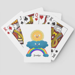 Jeu De Cartes Caricature en arc-en-ciel du joyeux nuage de solei