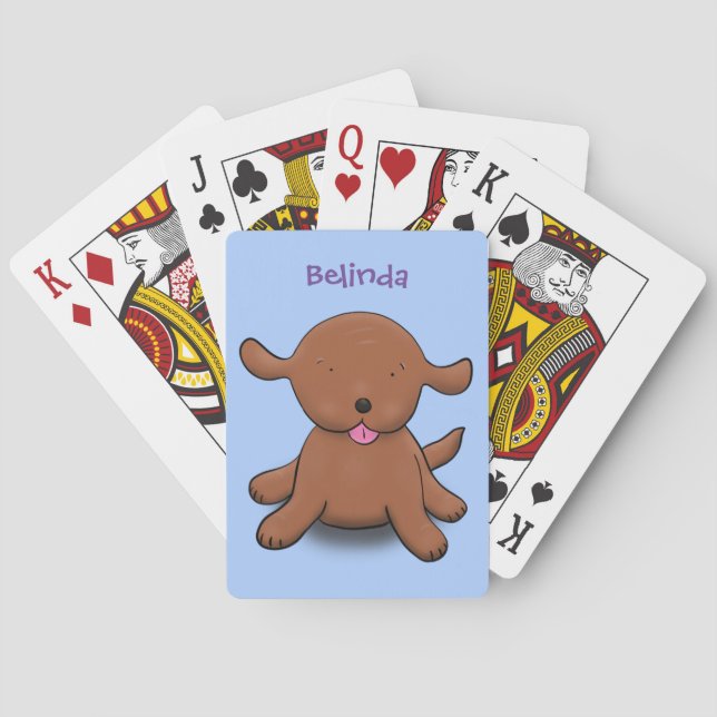 Jeu De Cartes Caricature en bleu pour chien de chiot joyeux (dos)
