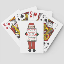 Jeu De Cartes Caricature Enfant tenant Noël Symbole de voeux