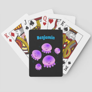 Jeu De Cartes Caricature kawaii de méduse violette rose mou