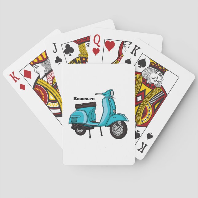 Jeu De Cartes Caricature moto mopée mûre illustration (dos)