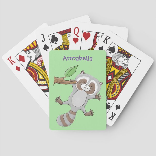 Jeu De Cartes Caricature pour bébé au raton laveur joyeux (dos)