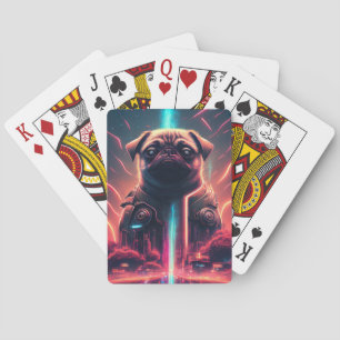 Jeu De Cartes Carlin adorable en costume robotique futuriste