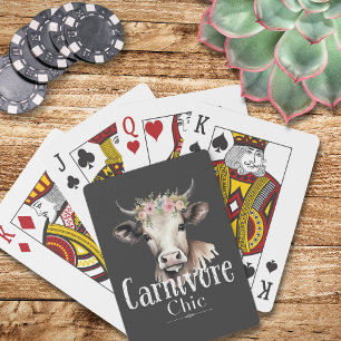Jeu De Cartes Carnivore Chic Cute Pastel Vache Florale