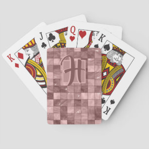 Jeu De Cartes Carré chic violet carreaux Motif initial Monogramm