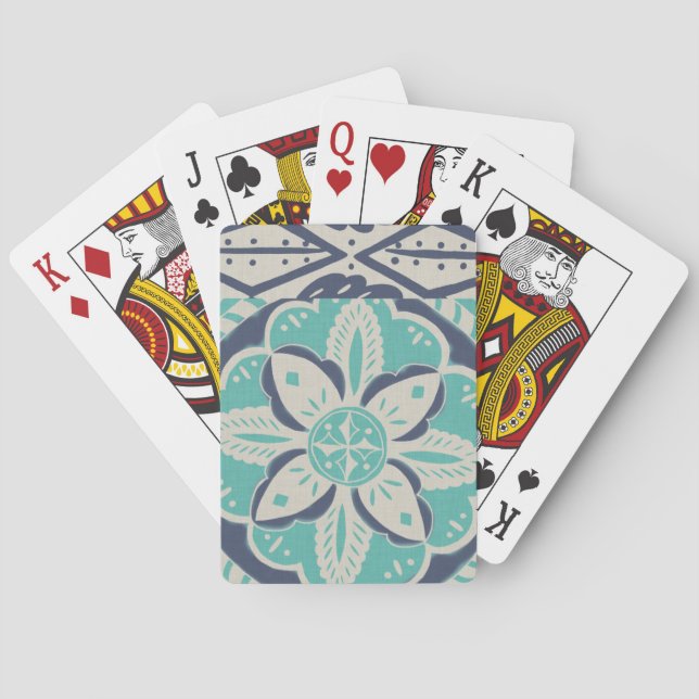 Jeu De Cartes Carrelage bleu Batik IV (dos)