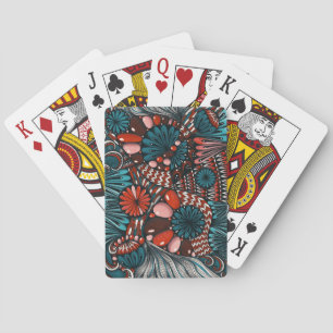 Jeu De Cartes Carte à jouer abstraite Zentangle sarcelle et cora