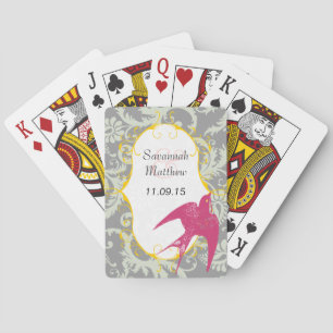 Jeu De Cartes Carte à jouer de mariage Grey Damask Fuchsia Sparr