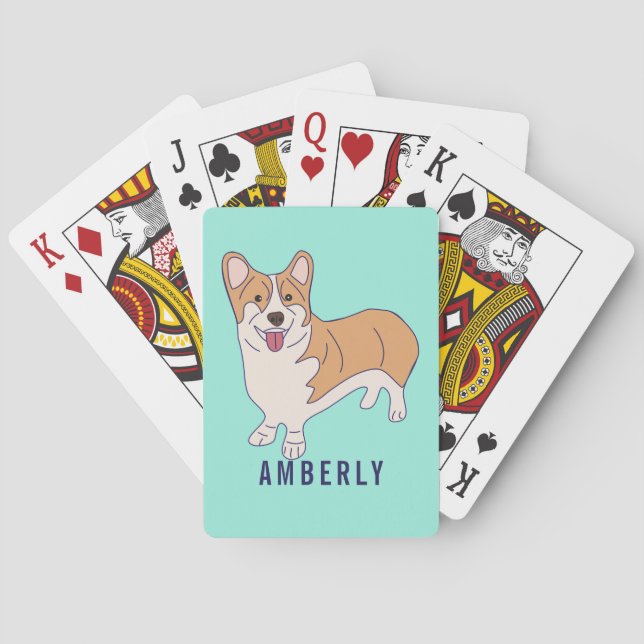 Jeu De Cartes Carte Corgi Chien vert (dos)