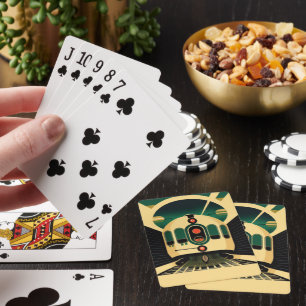 Jeu De Cartes Carte de jeu de train futuriste rétro