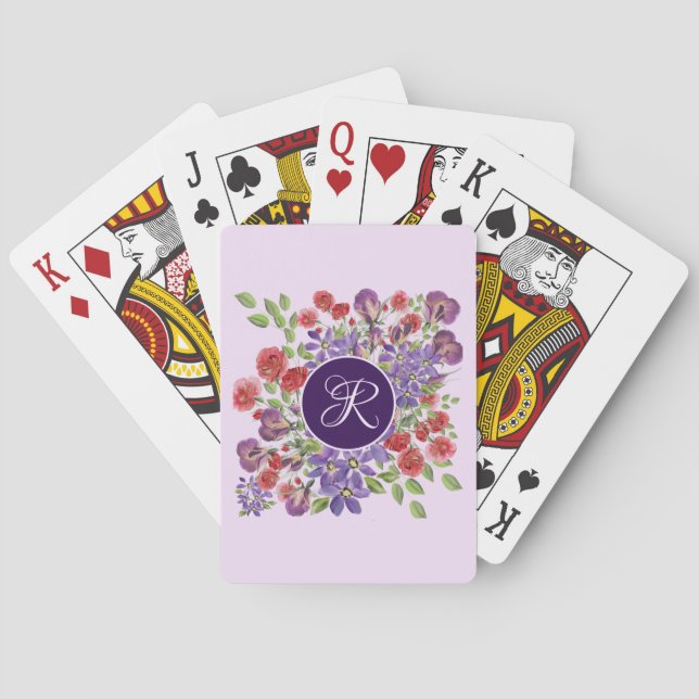 Jeu De Cartes Carte de lecture florale initiale personnalisée (dos)