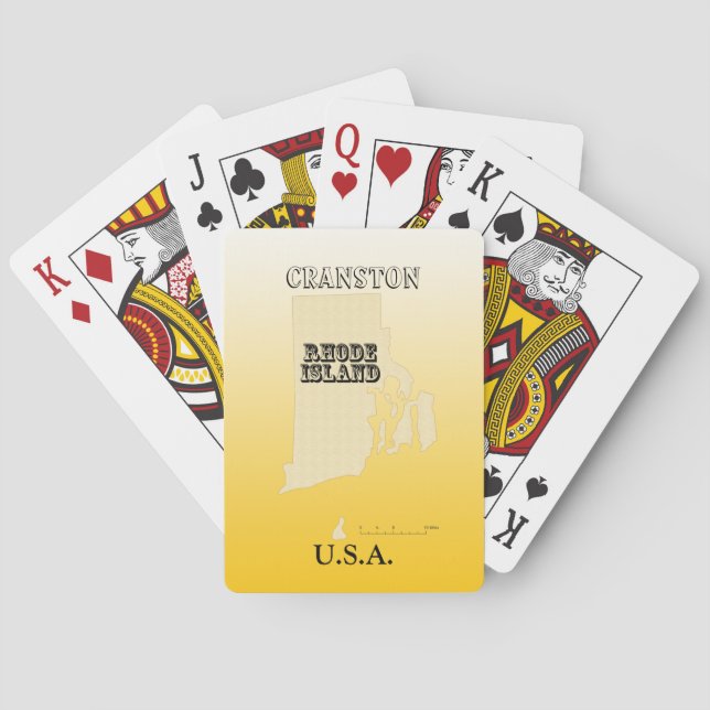 Jeu De Cartes Carte d'état de Rhode Island avec ville (dos)