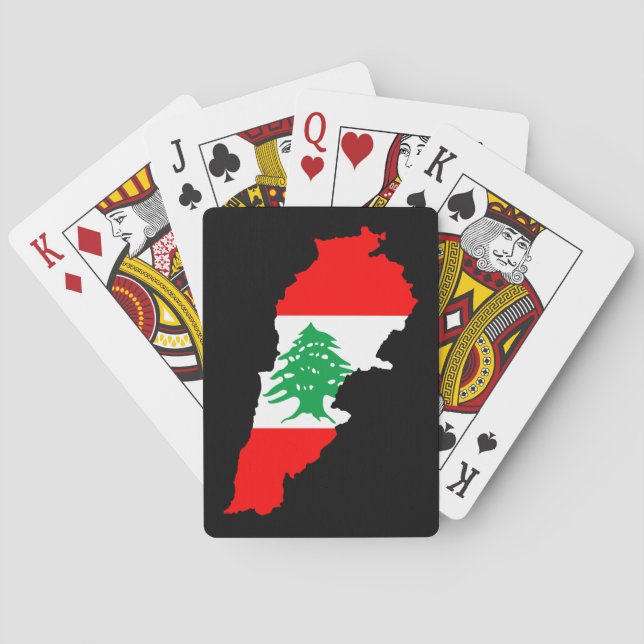Jeu De Cartes Carte du Liban avec aimant en pierre de drapeau (dos)