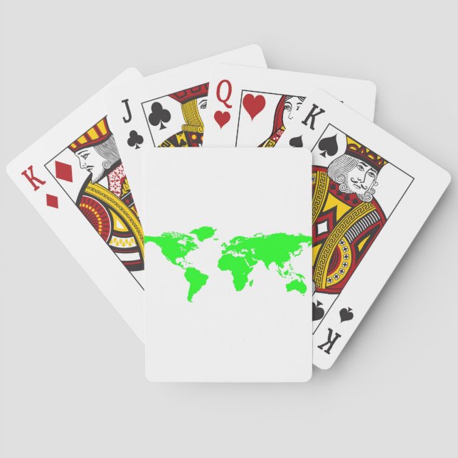 Jeu De Cartes Carte du monde blanc vert (dos)
