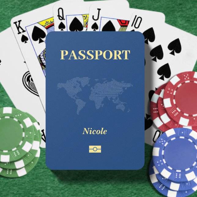 Jeu De Cartes Carte du monde bleu Passeport (Blue World Map Passport Poker Cards
)