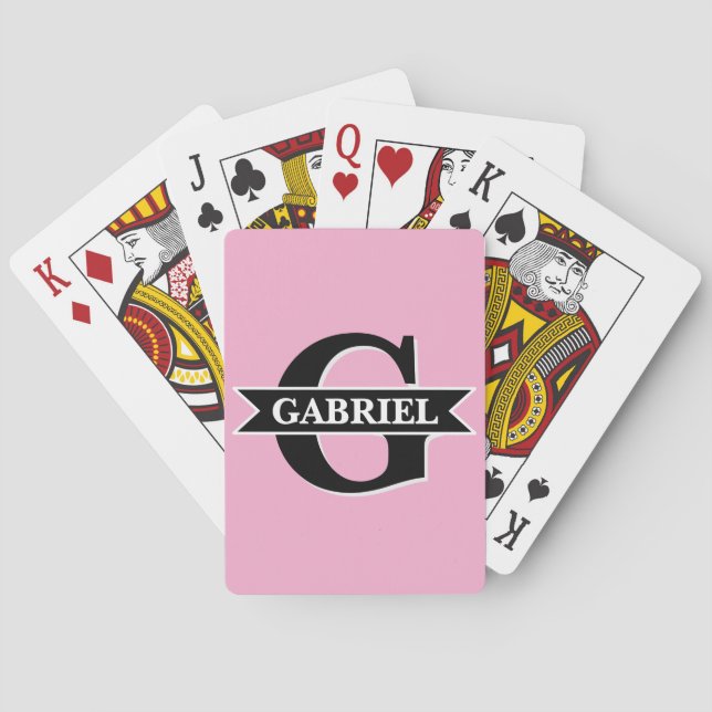 Jeu De Cartes Carte Poker Personnalisée Moderne Monogramme Nom (dos)