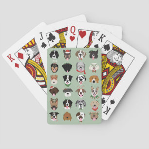 Jeu De Cartes Carte postale Motif visage chien de Noël