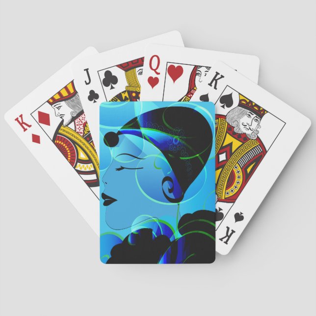 Jeu De Cartes Cartes de jeu Art Déco Bleu (dos)