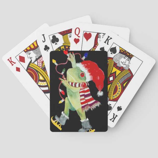 Jeu De Cartes Cartes de jeu de grenouille de Noël (dos)