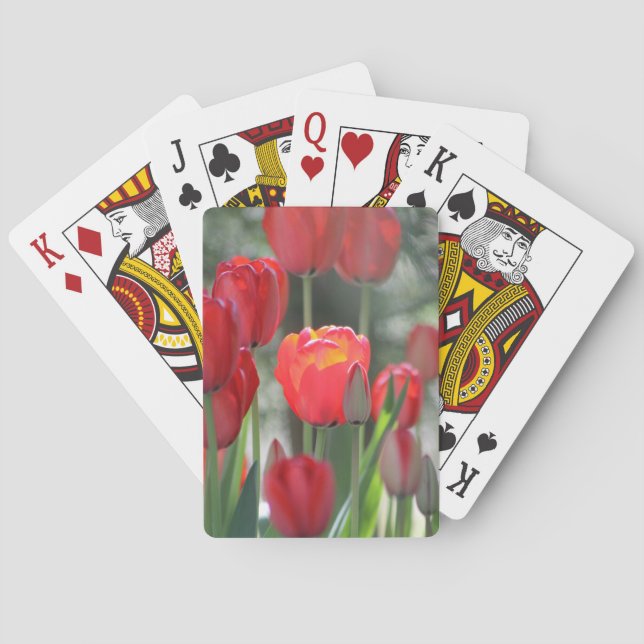 Jeu De Cartes Cartes de jeu de tulipes de printemps rouge (dos)
